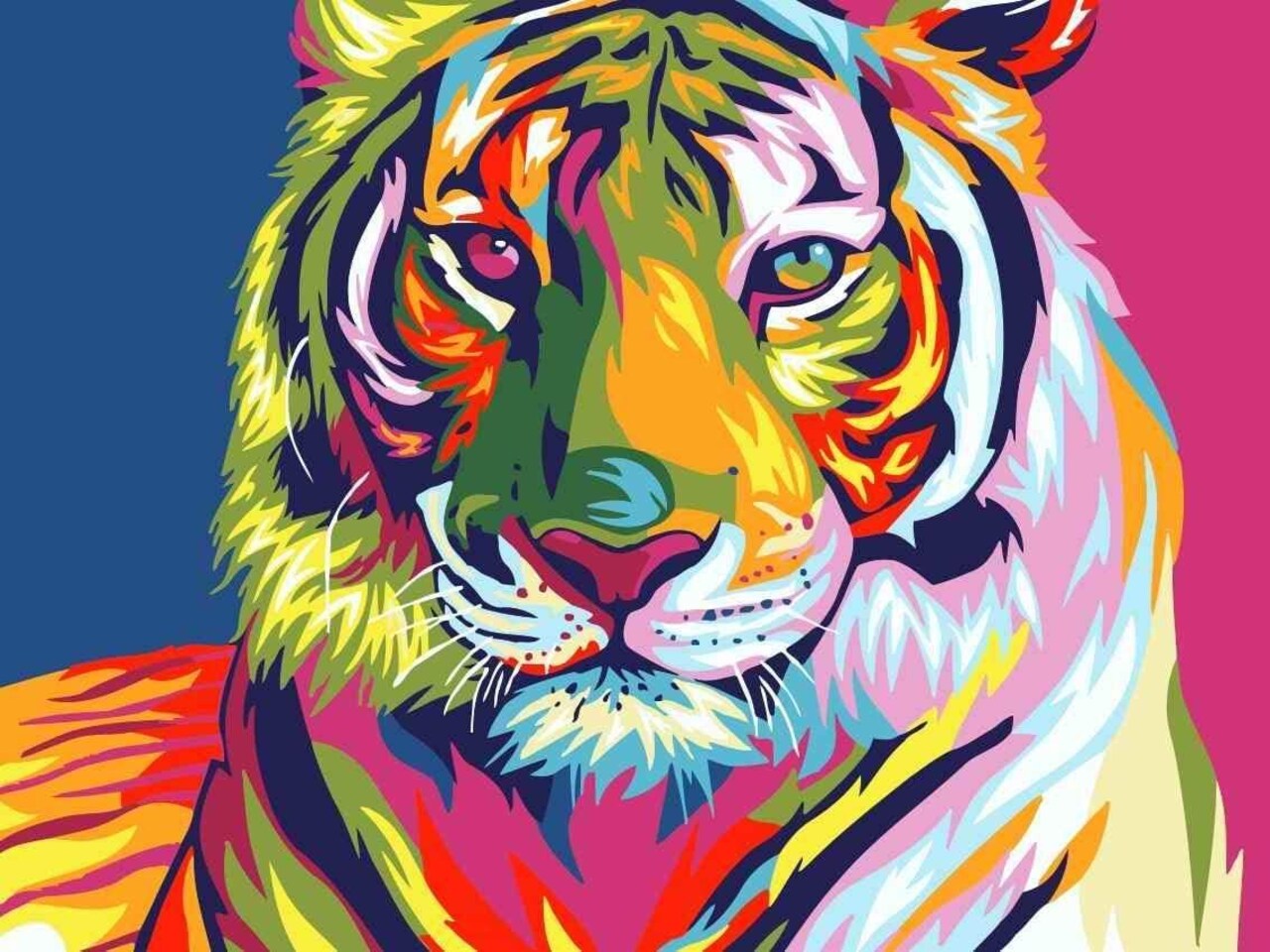 Paint by Numbers for Kids & Adults & Beginner Painting Gift Kits - L 16"×W 20" Colorful Tiger